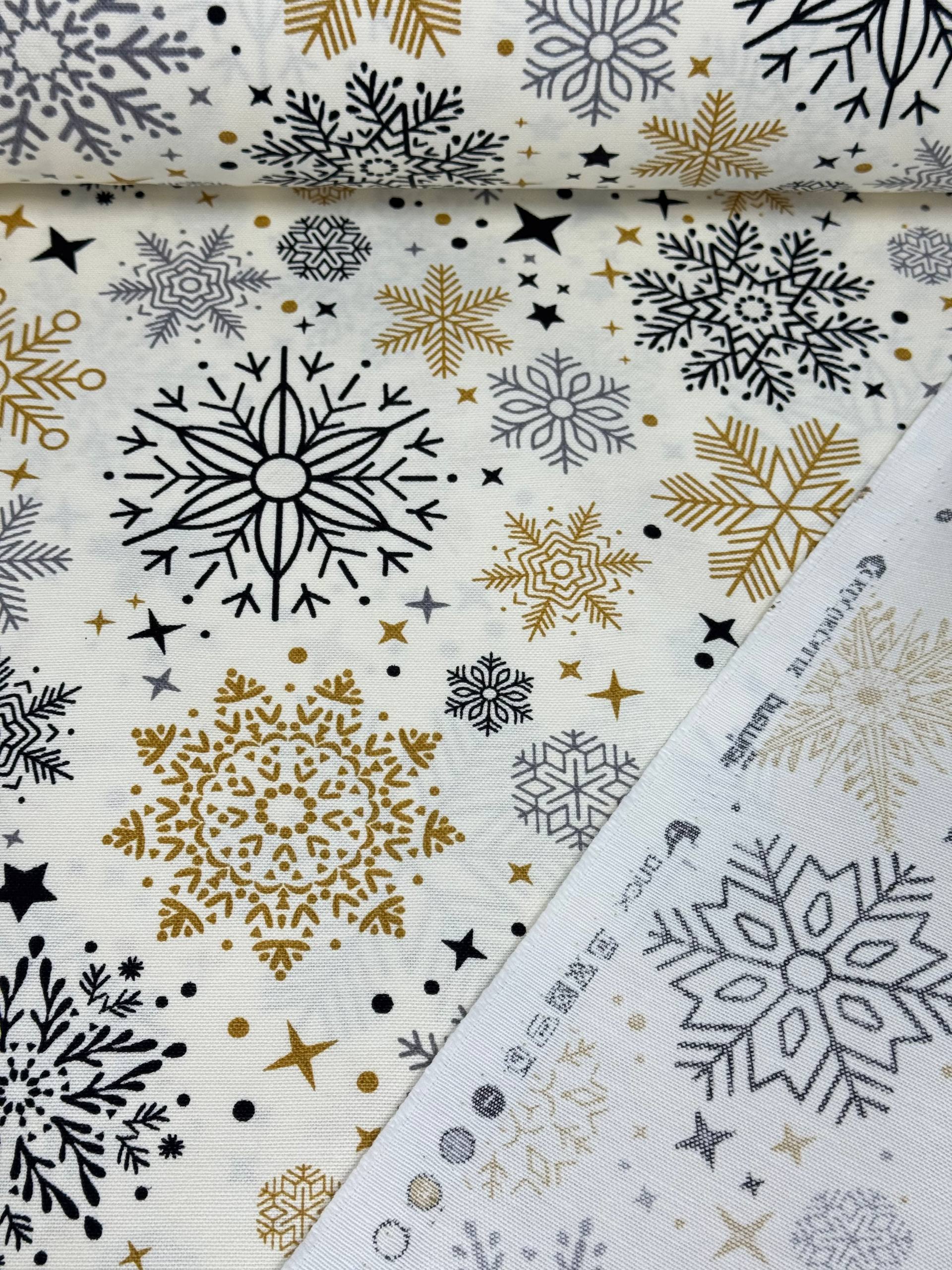 Snowflake Patterned Duck Fabric - Duck Cloth