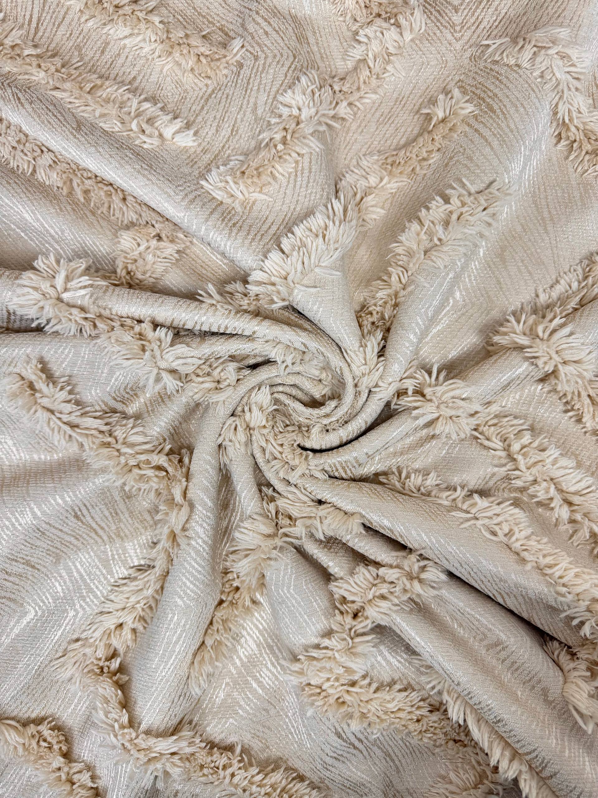 Ecru Zigzag Pattern Embroidered Hera Pique