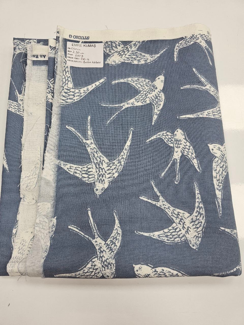 Kuş Desenli Duck Kumaş