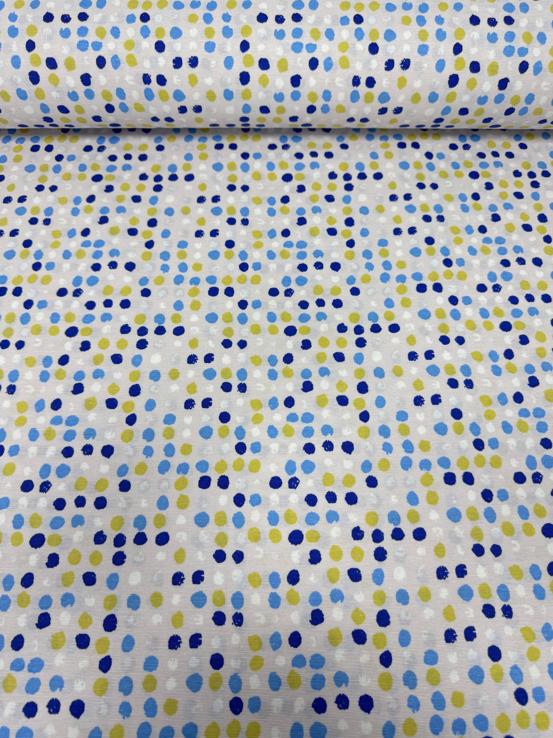 Renkli Puantiye Desenli Duck Kumaş - Duck Bezi