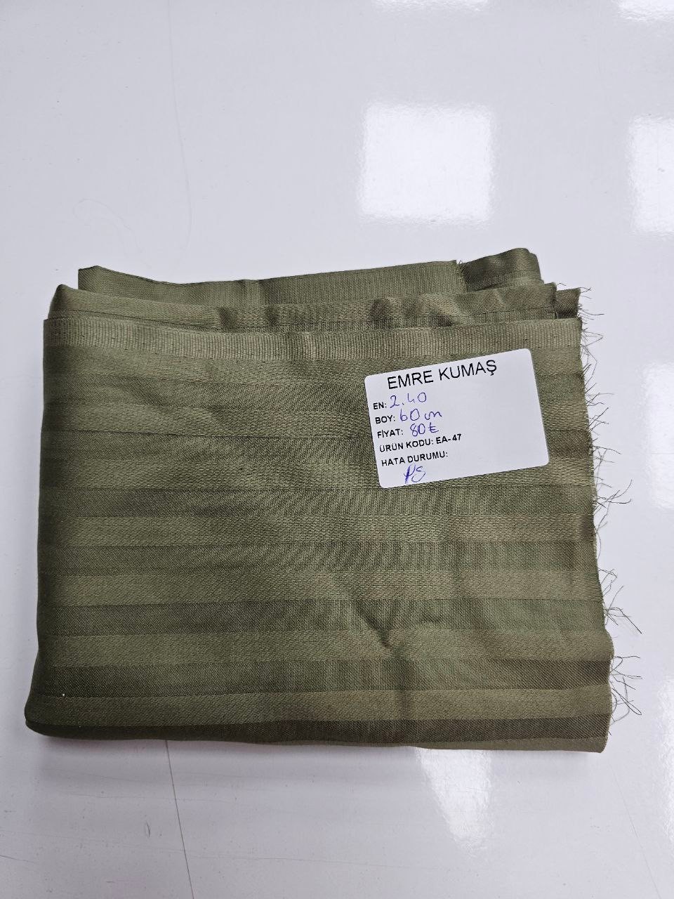 Khaki Striped Cotton Satin Fabric