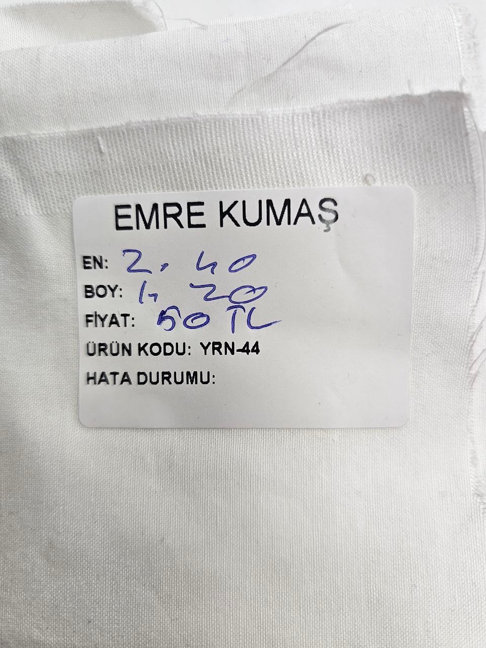 Beyaz Renk Astarlık Kumaş
