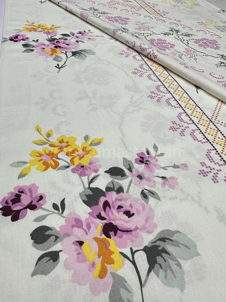 Kaneviçe Desen Nevresimlik Poplin Kumaş