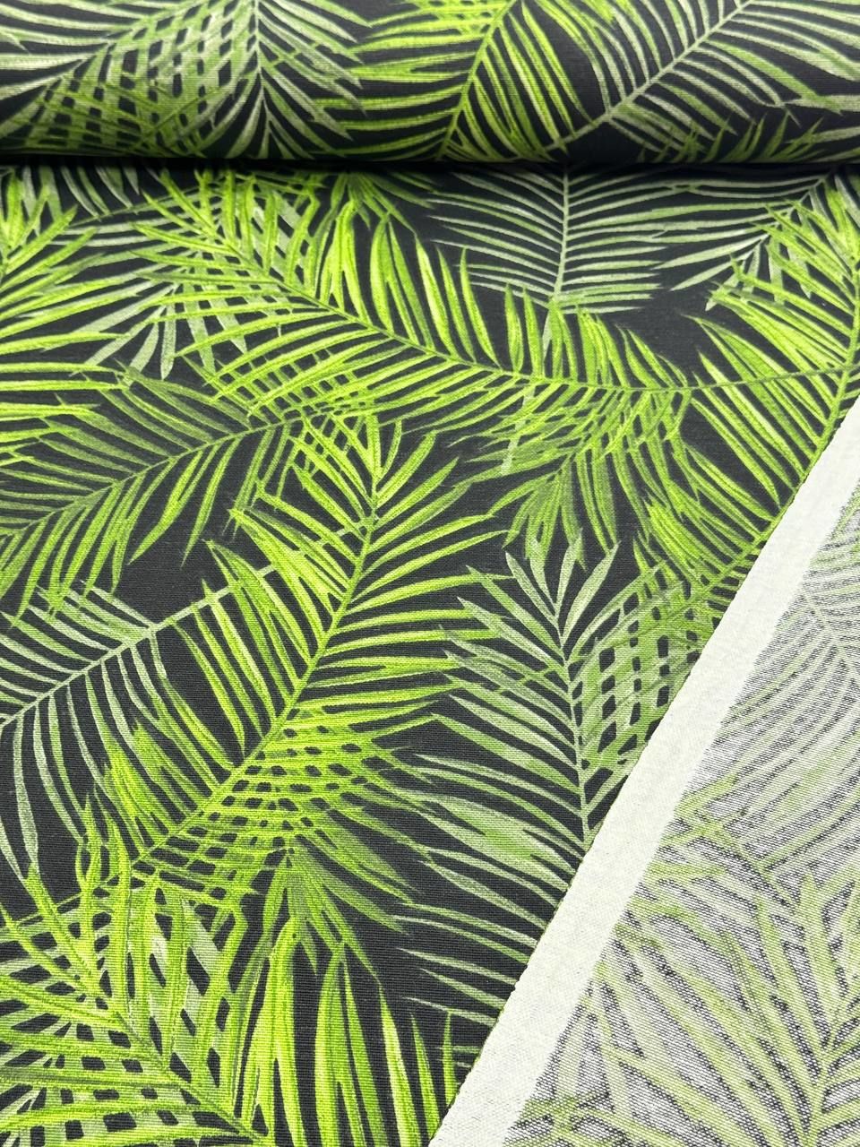 Duck Fabric with Pistachio Green Leaf Pattern - Duck Cloth