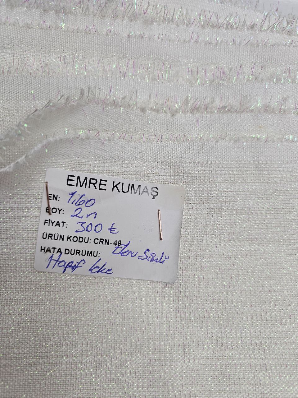 Ekru Renk Simli Gardenya Kumaş 