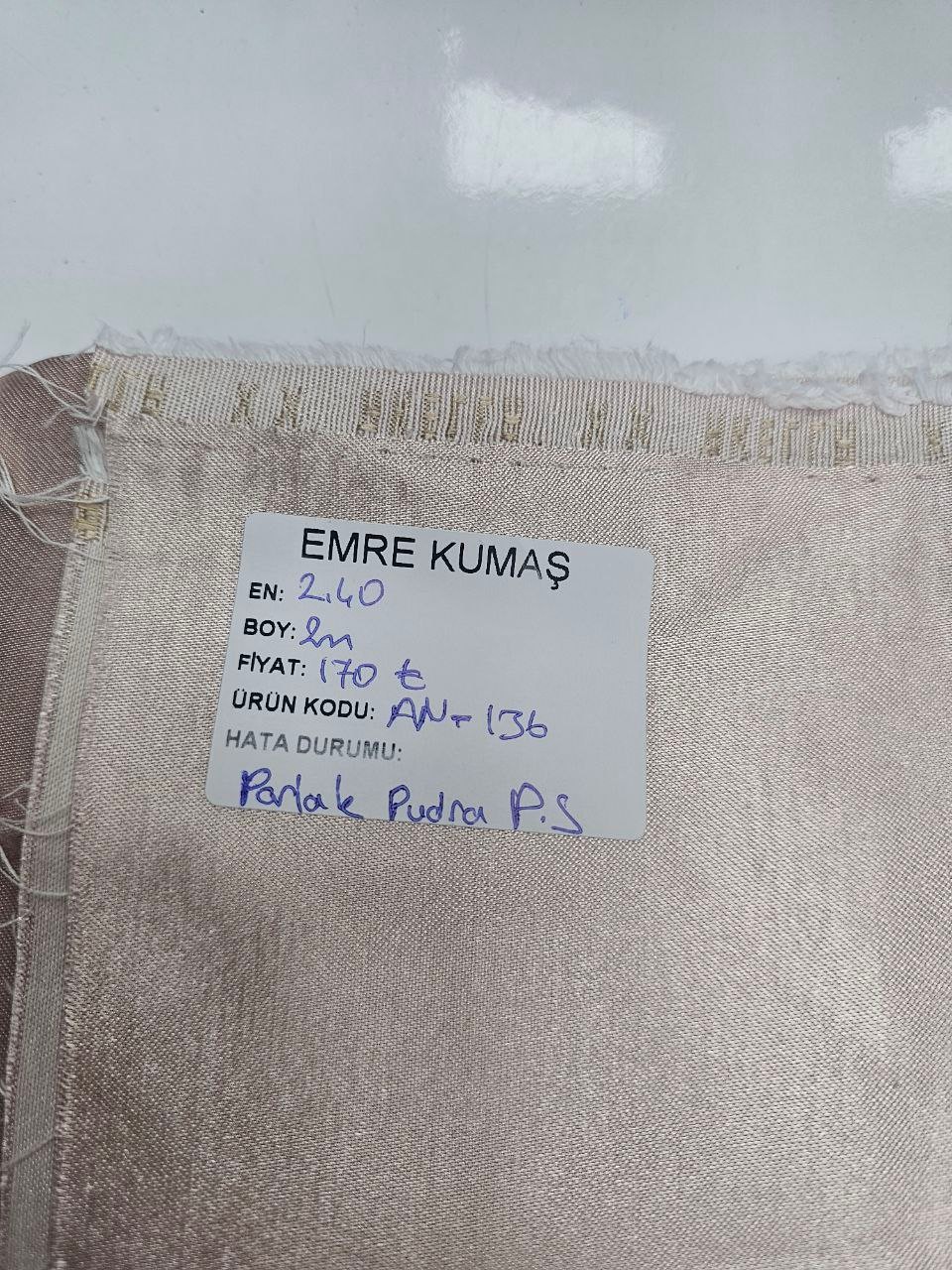 Pudra Renk Parlak Pamuk Saten Kumaş