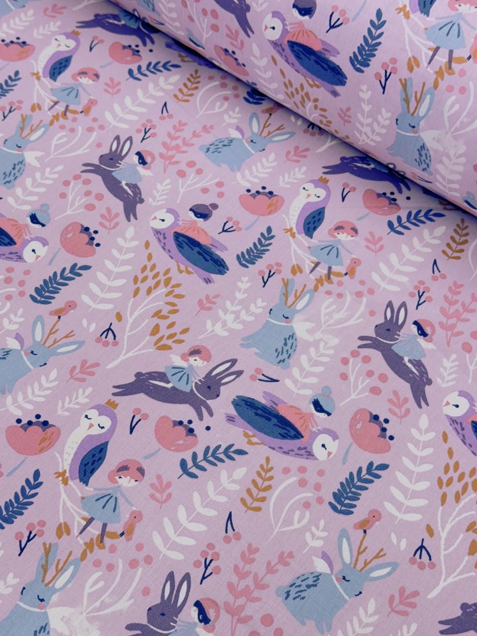 Tavşanlı Prenses Desenli İthal Poplin Kumaş