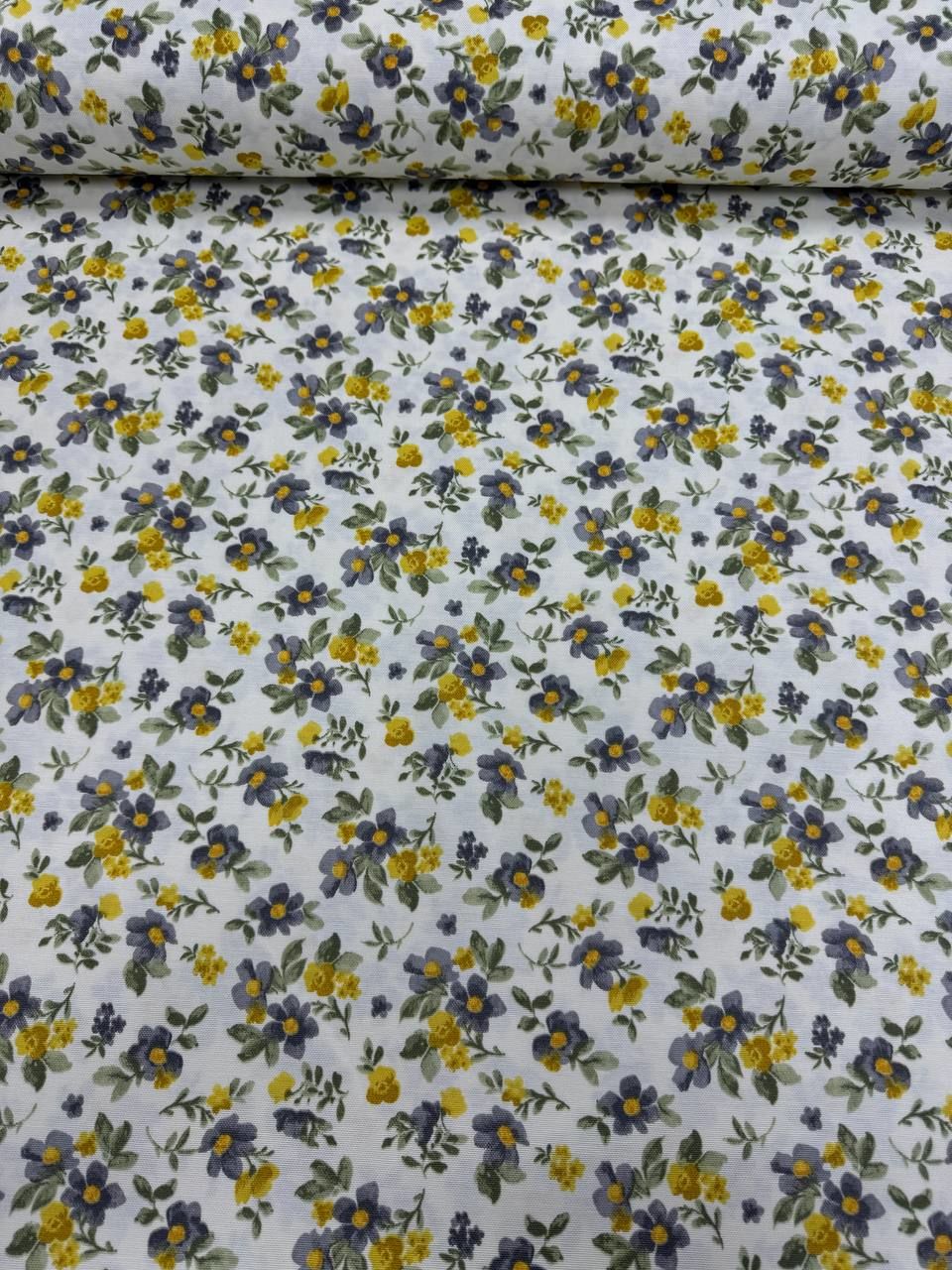 قماش بطة منقوش بزهرة صغيرة صفراء - قماش بطة
