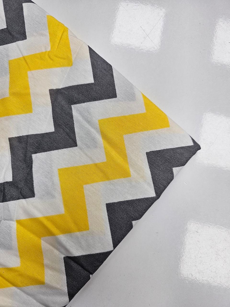 Sarı Zigzag Desenli Nevresimlik Poplin Kumaş