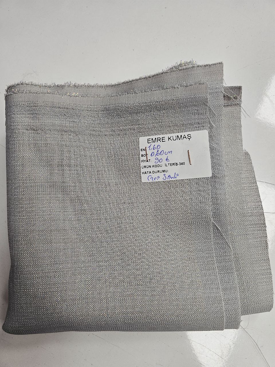 Gri Renk Simli Gardenya Kumaş
