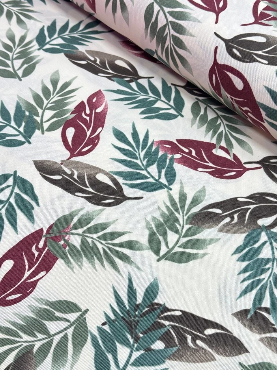 Colorful Leaves Patterned Duck Fabric - Duck Cloth