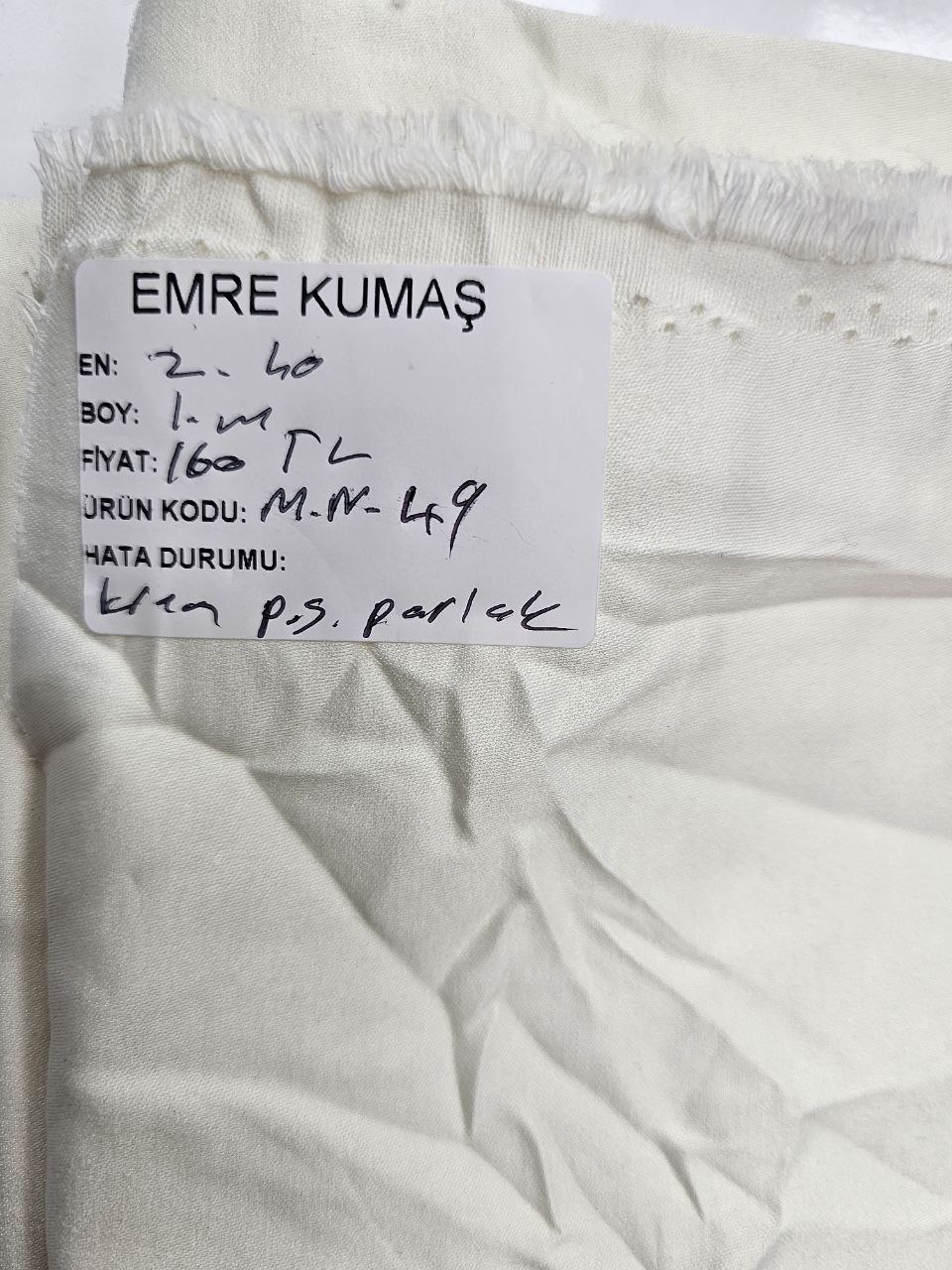 Krem Renk Parlak Pamuk Saten Kumaş