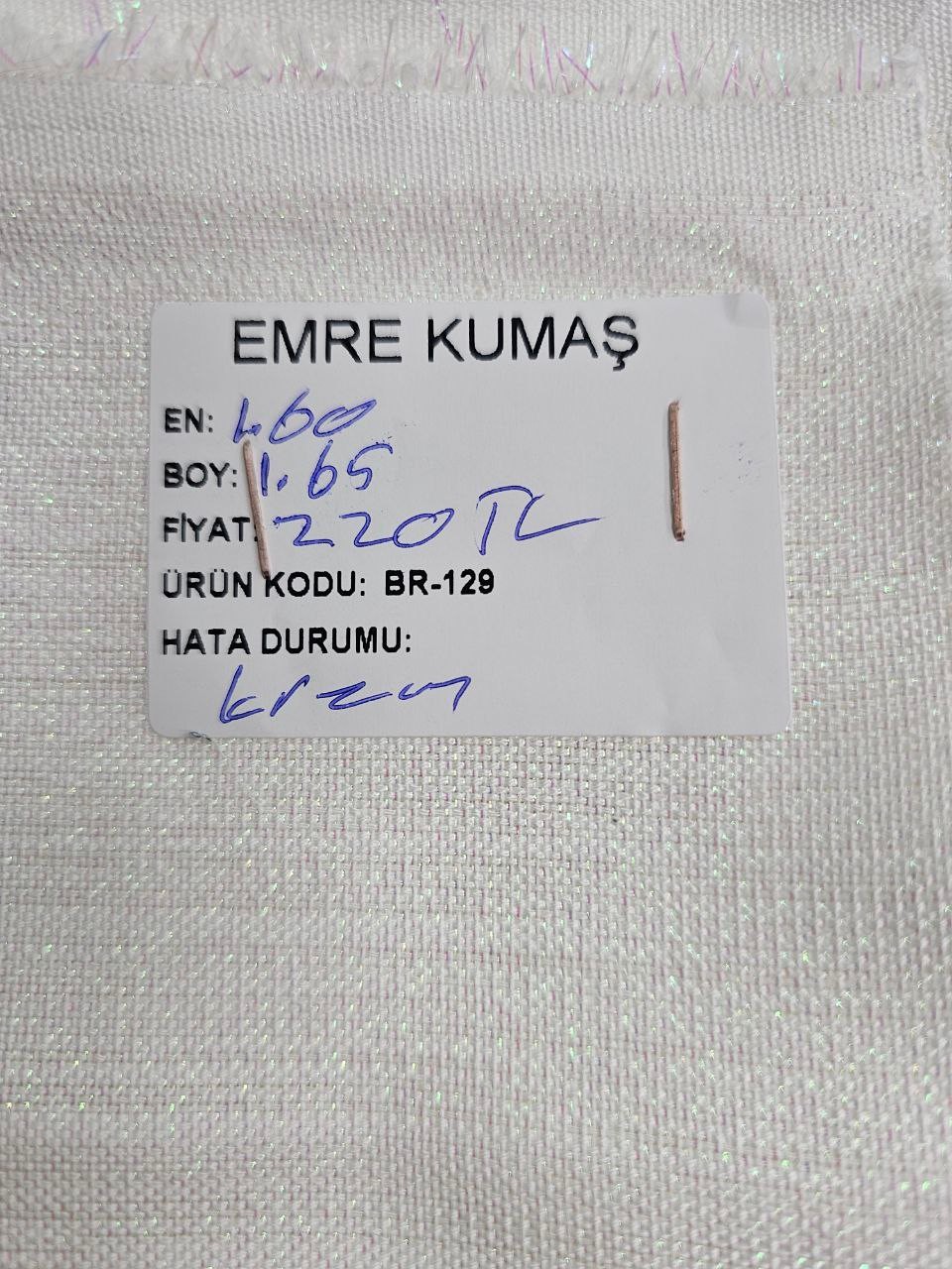 Krem Renk Simli Gardenya Kumaş