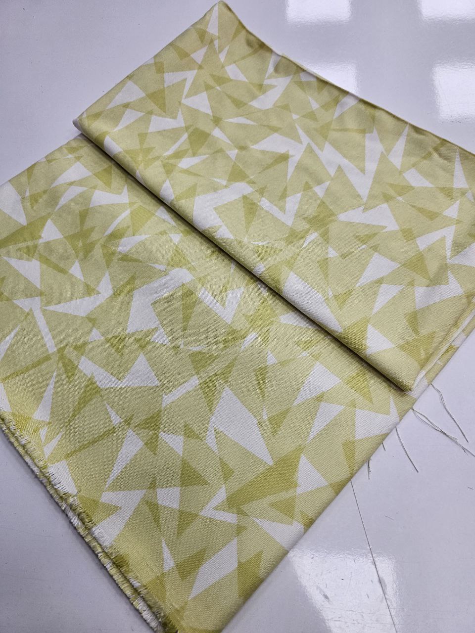 Green Triangle Striped Duck Fabric