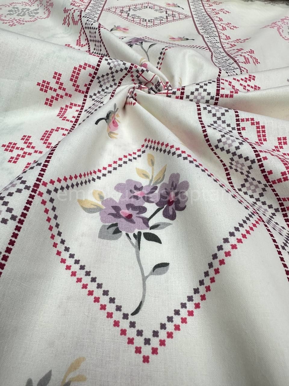 Kaneviçe Desen Nevresimlik Poplin Kumaş
