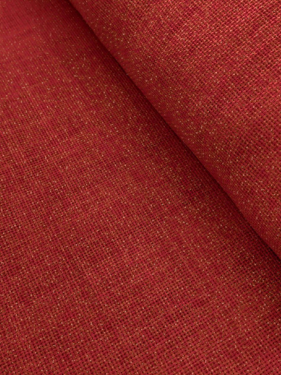 Kırmızı Simli Linen Kumaş