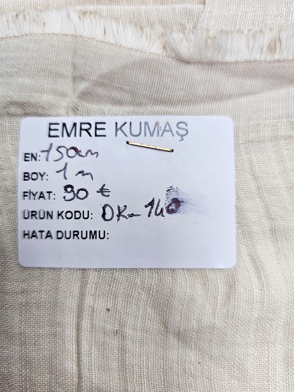 Krem Renk Giyimlik Müslin Bezi Kumaşı