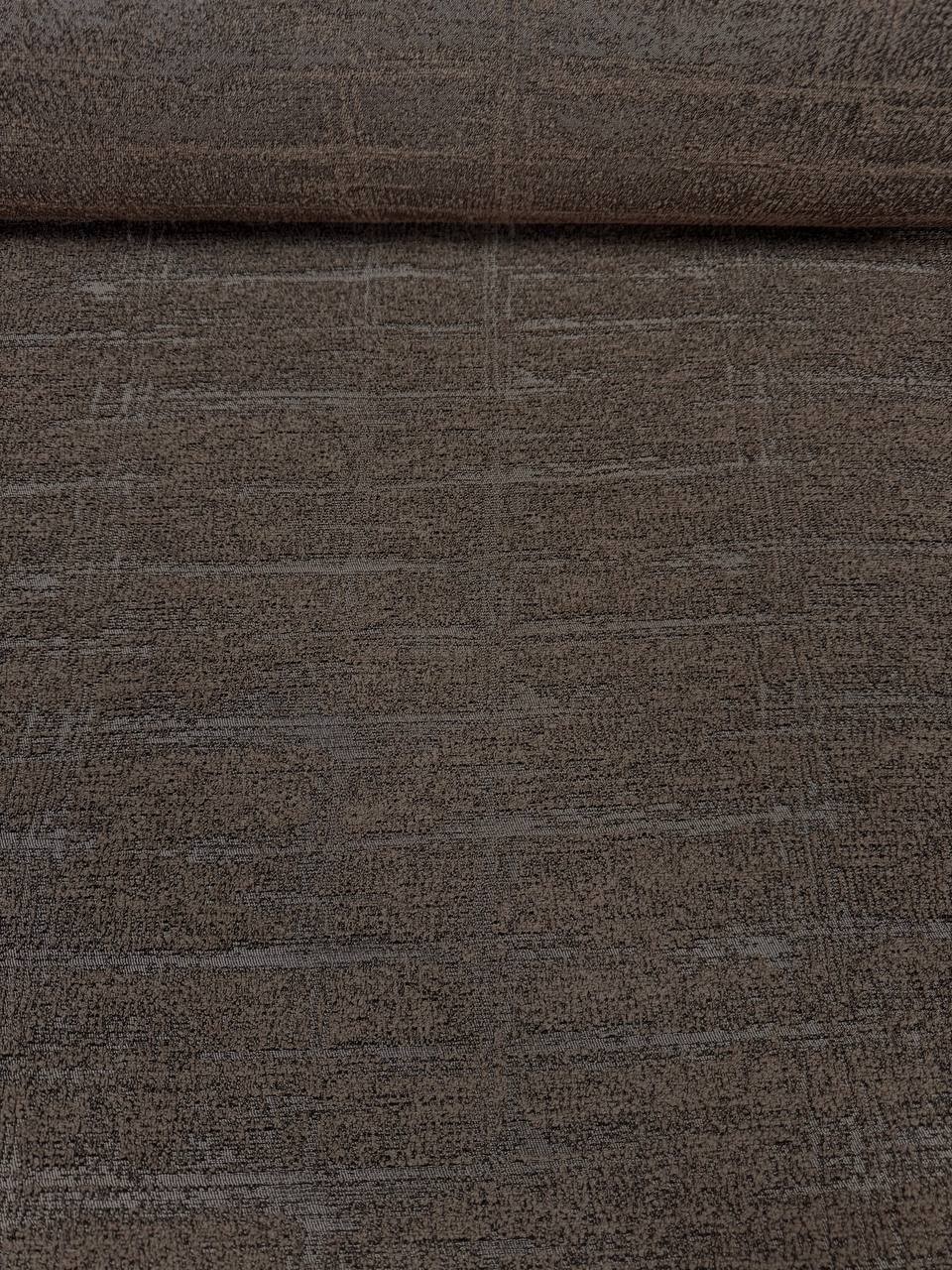 Keten Döşemelik Kumaş - Kahverengi Desenli