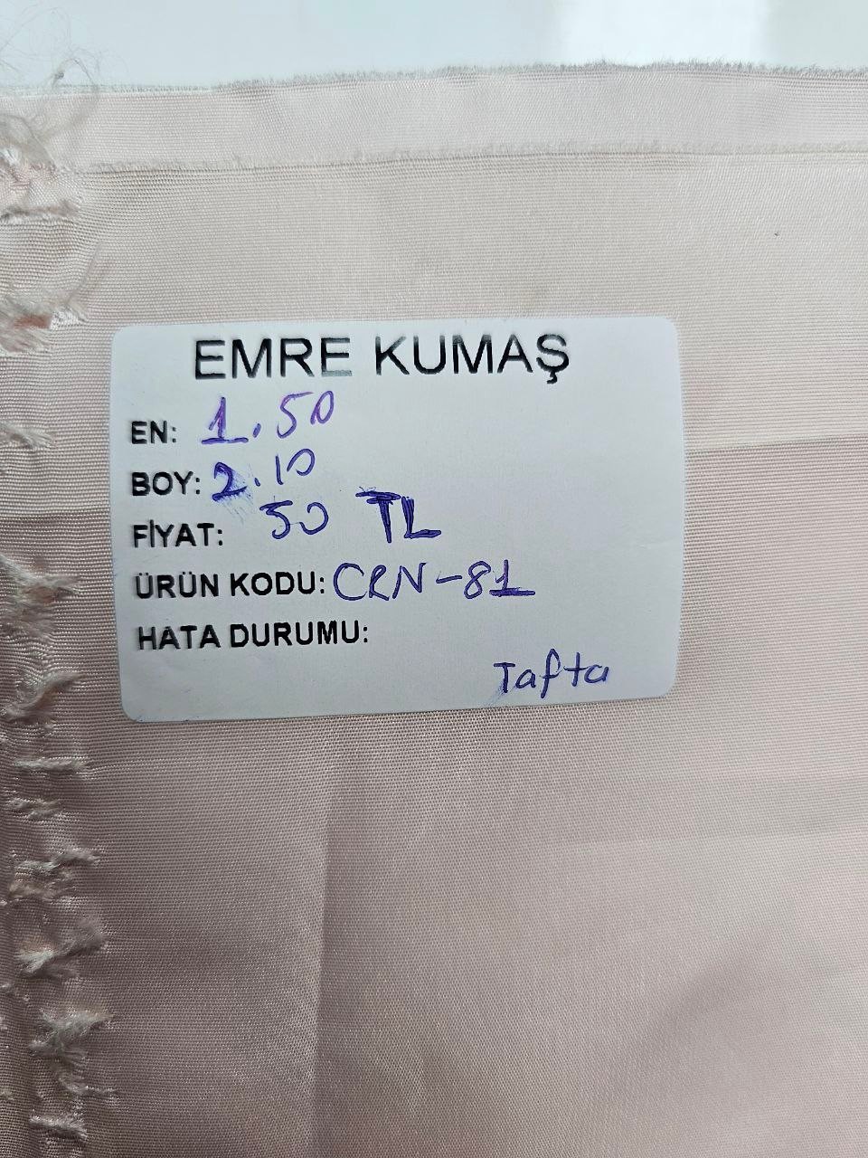 Toz Pembe Renk Tafta Kumaş