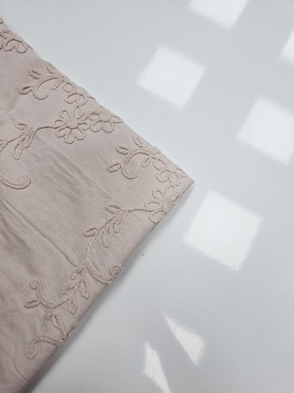 Powder Color Flower Detailed Embroidered Hera Pique