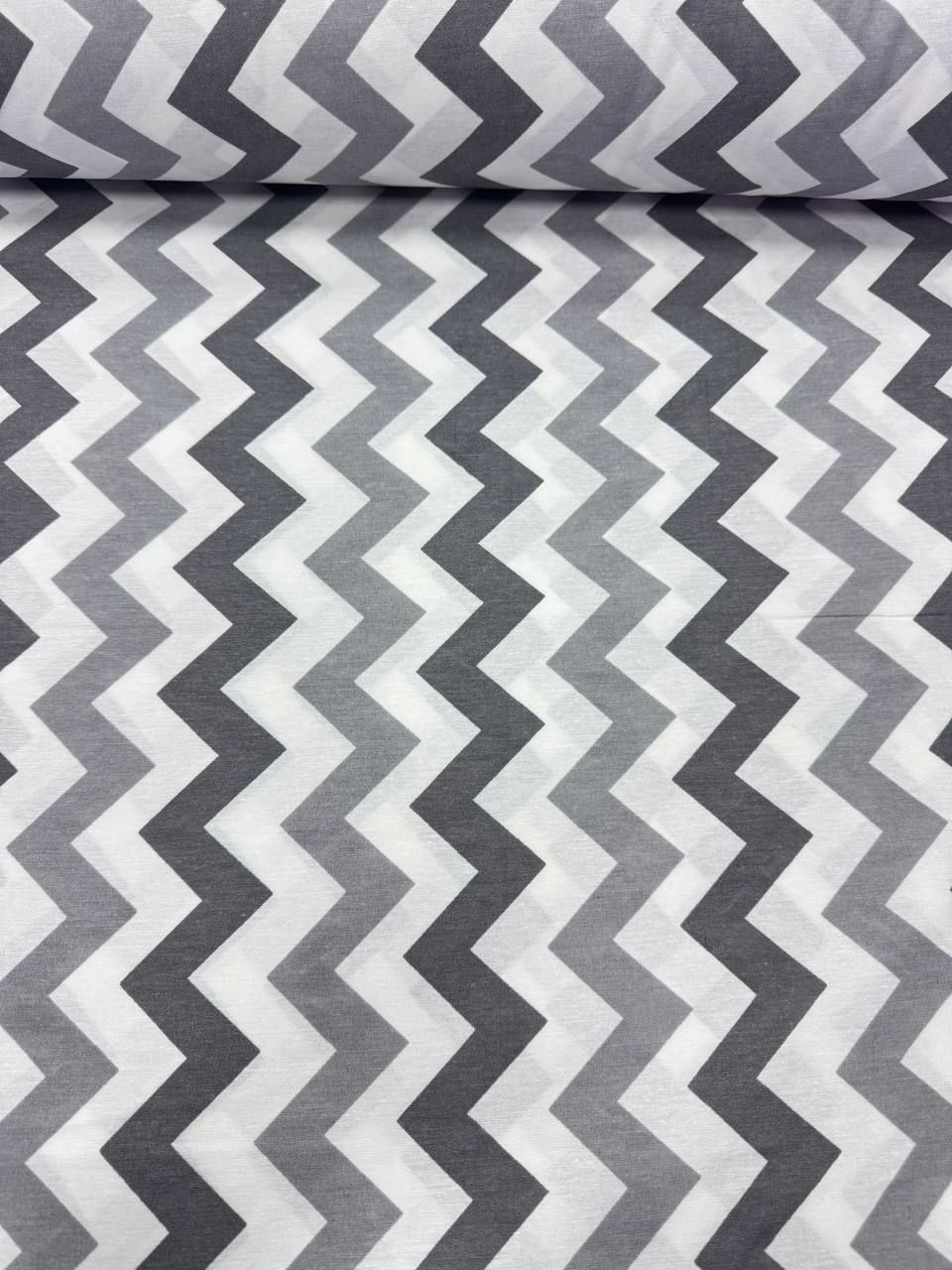 Koyu Gri Zigzag Desenli Nevresimlik  Kumaş