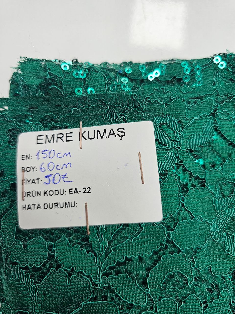 Zümrüt Yeşil Dantel Güpür