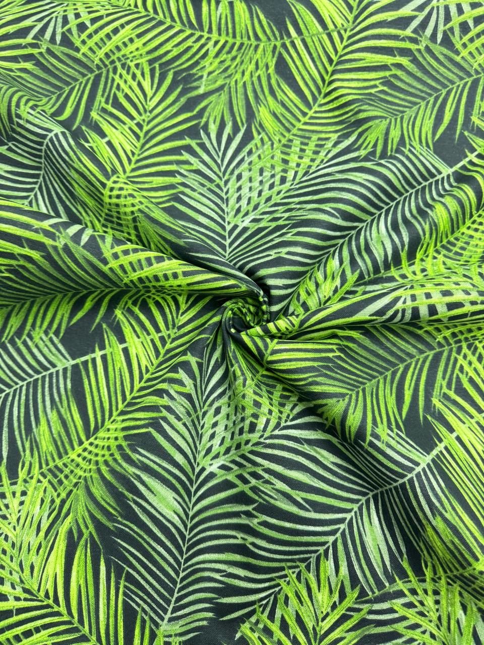 Duck Fabric with Pistachio Green Leaf Pattern - Duck Cloth