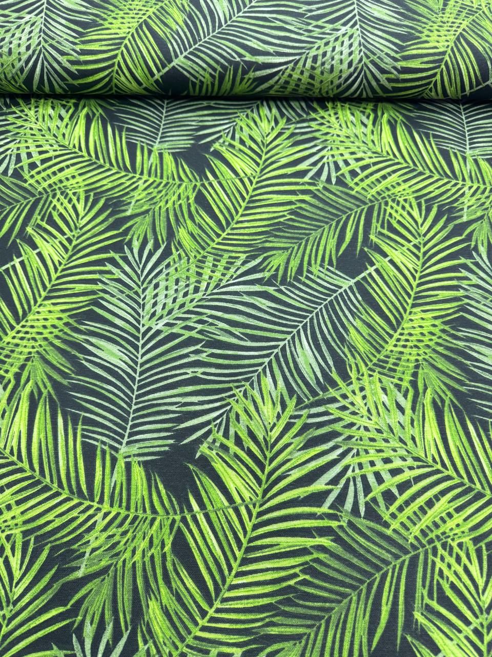 Duck Fabric with Pistachio Green Leaf Pattern - Duck Cloth