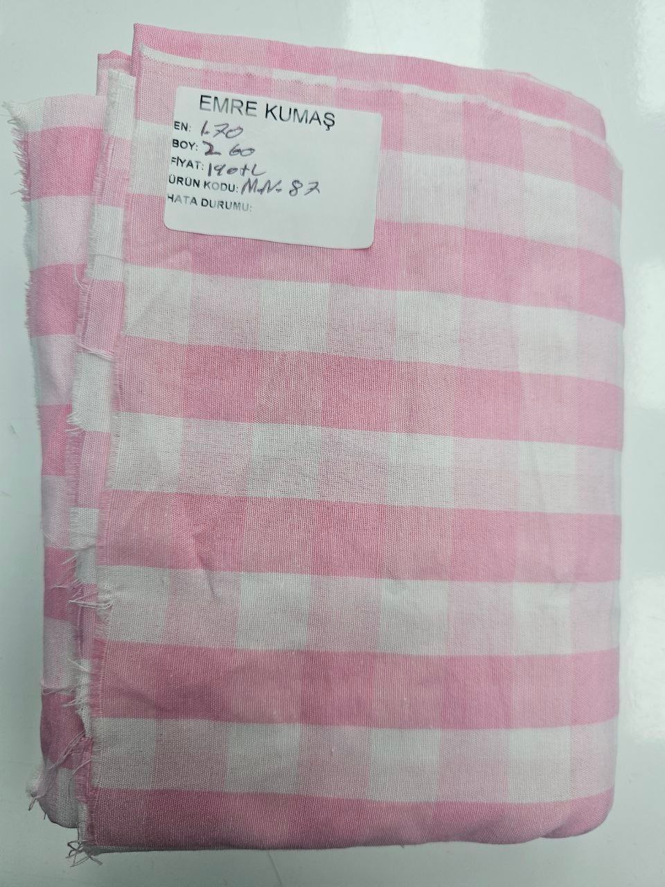 Pembe Kareli Zefir Kumaş