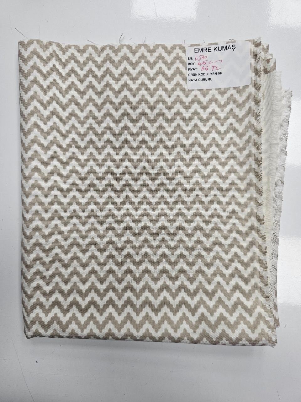 Kapuçino Zigzag Desenli Duck Kumaş