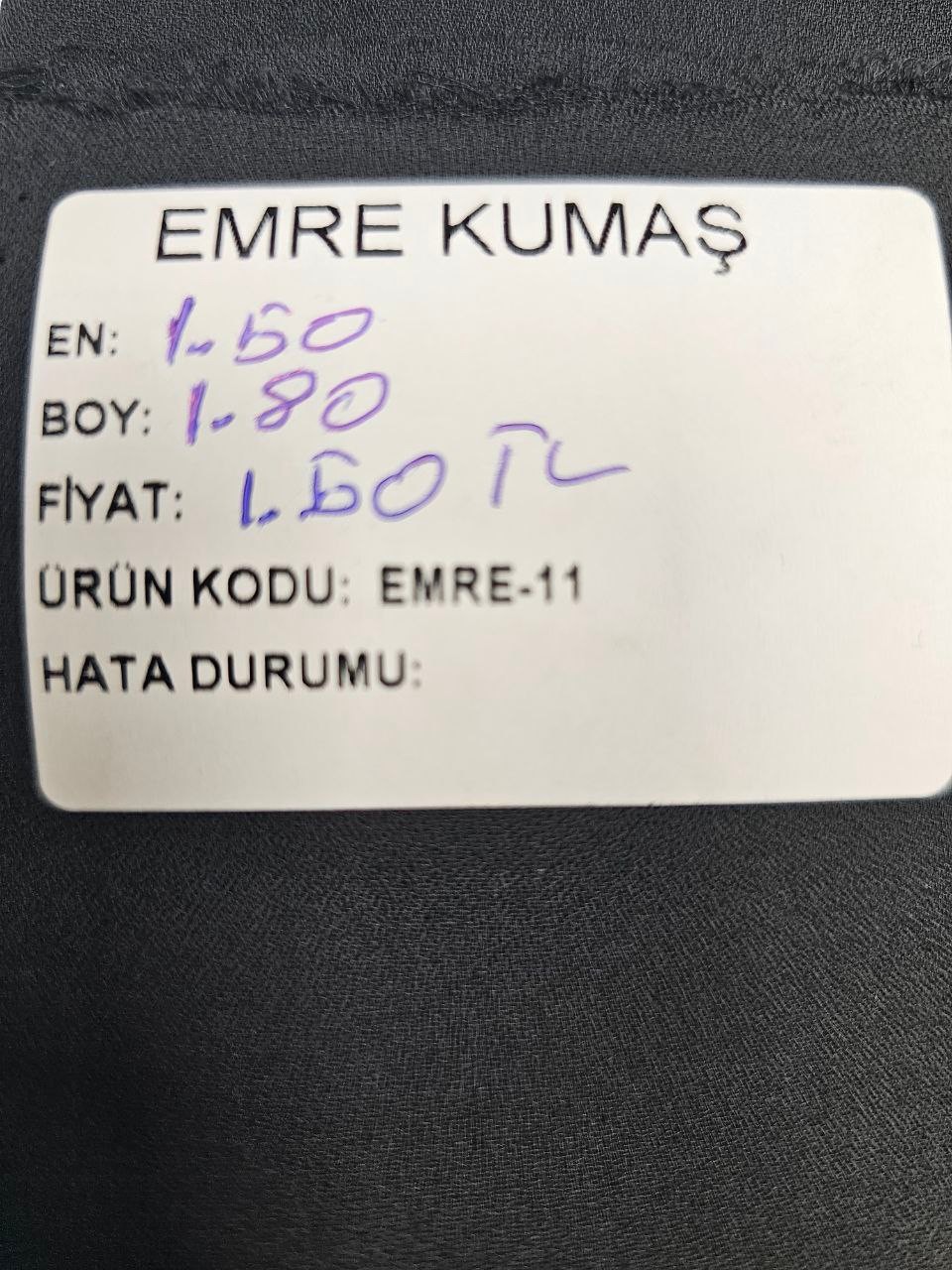Siyah Renk Giyimlik Krep Kumaş