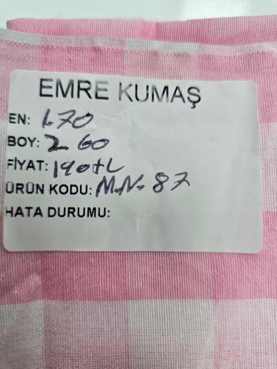 Pembe Kareli Zefir Kumaş