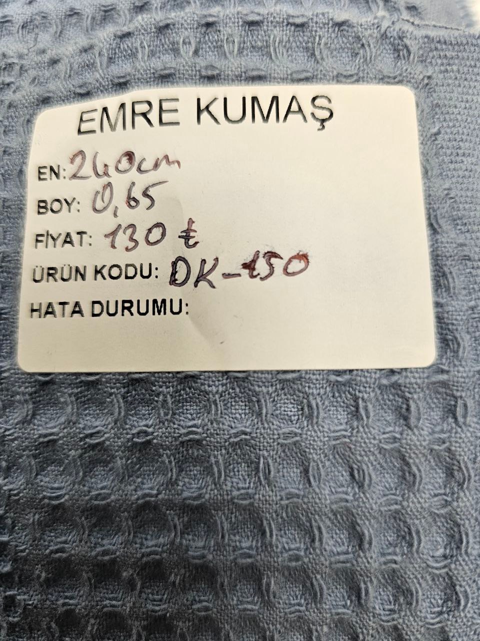 İndigo Renk Waffle Pike Kumaşı