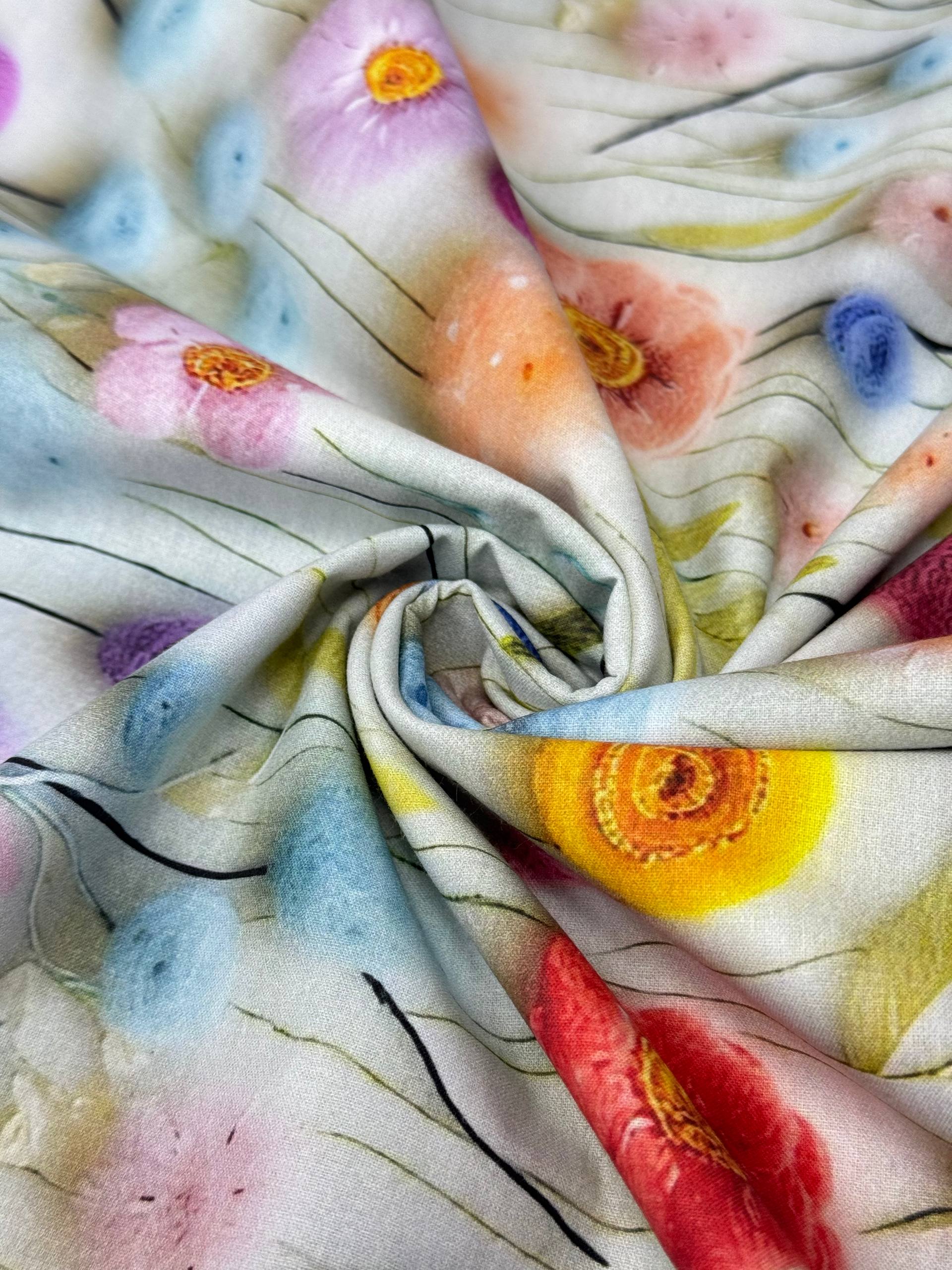 Dijital Baskı Desenli Nevresimlik Poplin Kumaş