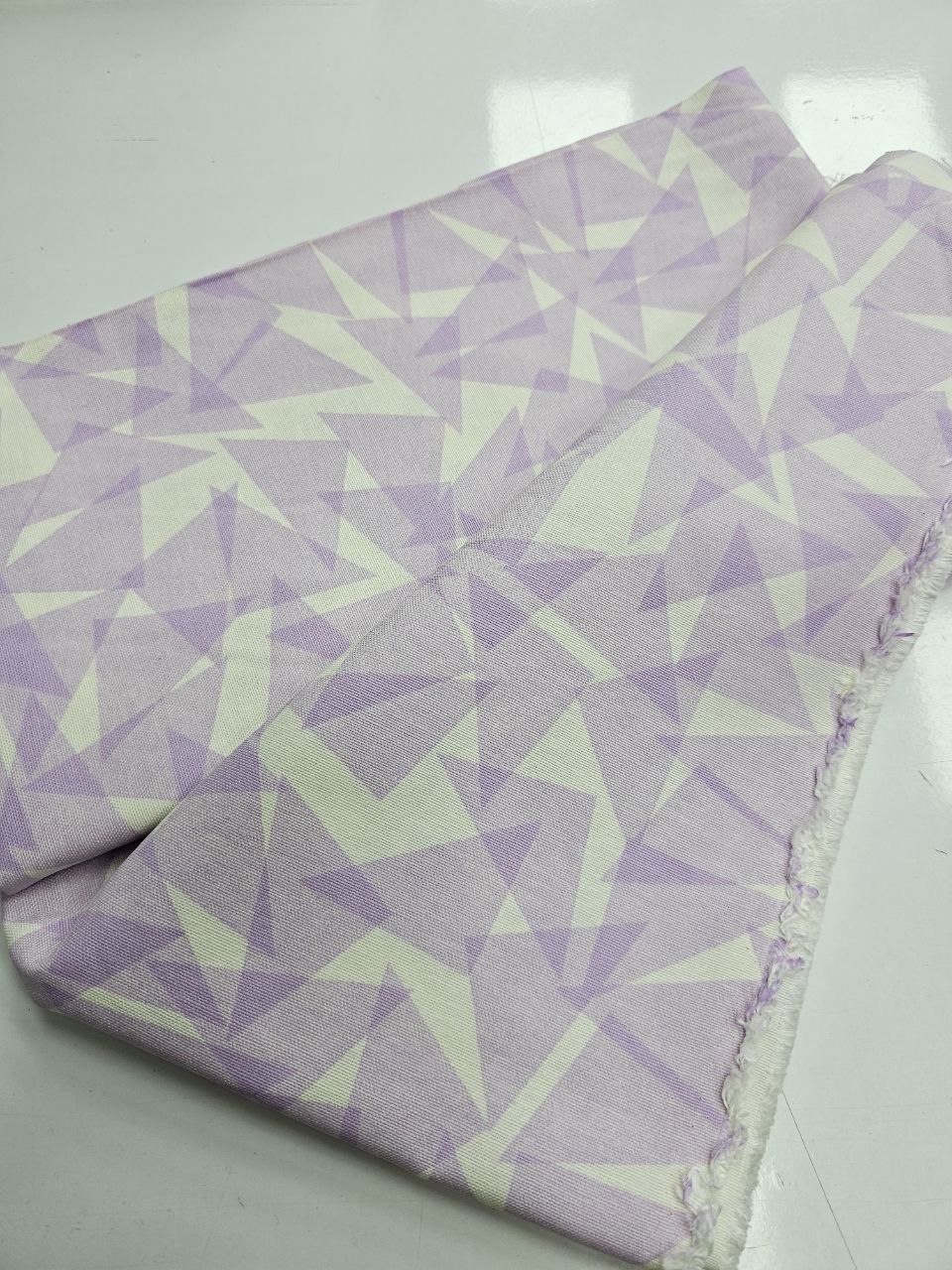 Lilac Triangle Patterned Duck Fabric