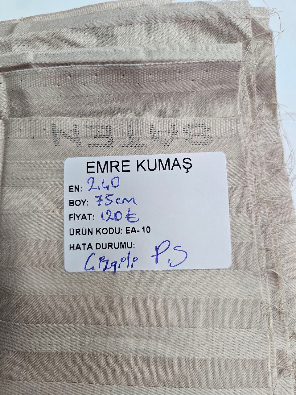 Kapuçino Çizgili Pamuk Saten Kumaş