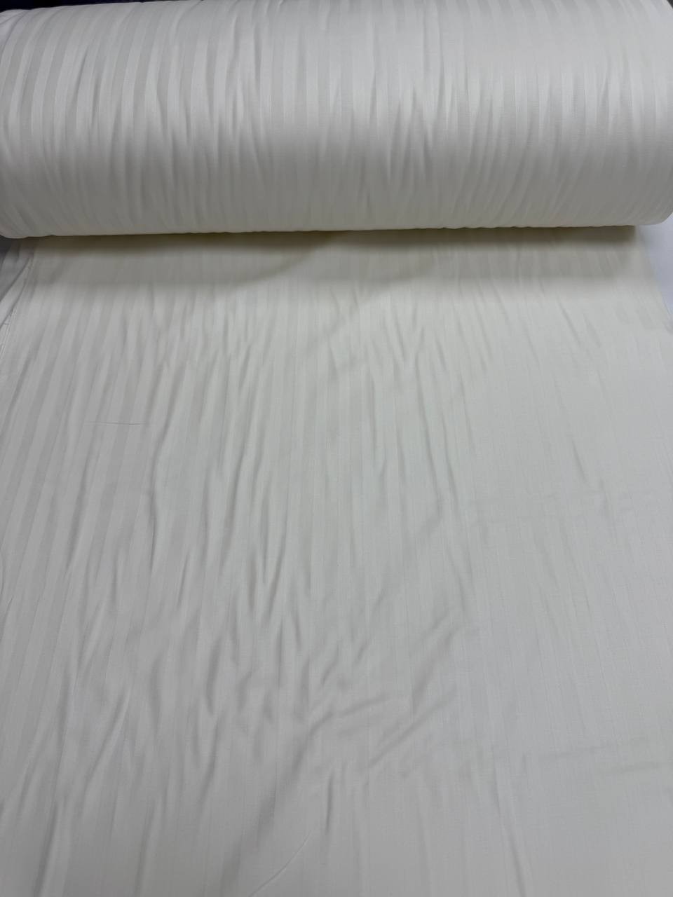 Ekru Çizgili %100 Pamuk Saten