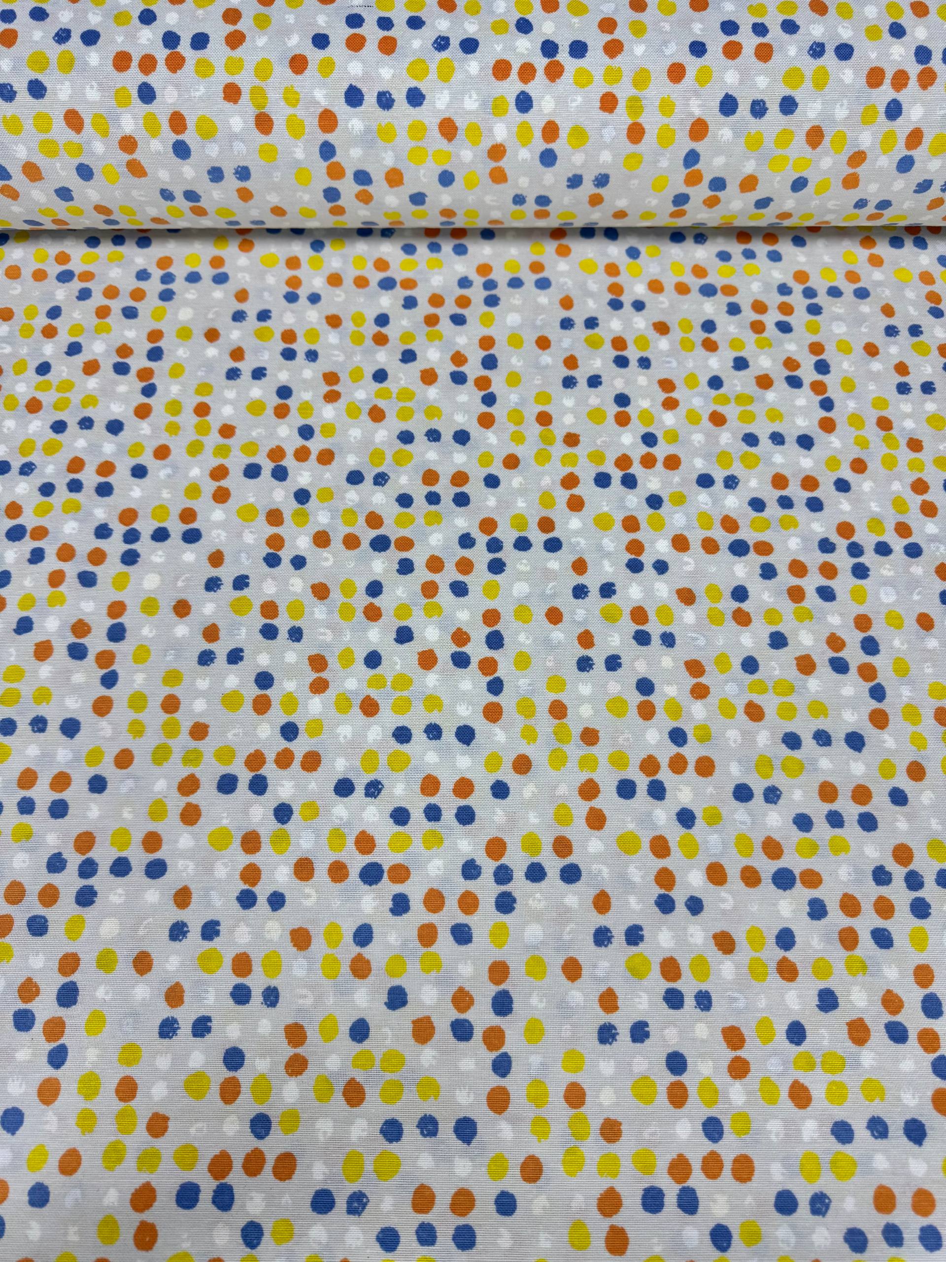 Renkli Puantiye Desenli Duck Kumaş - Duck Bezi