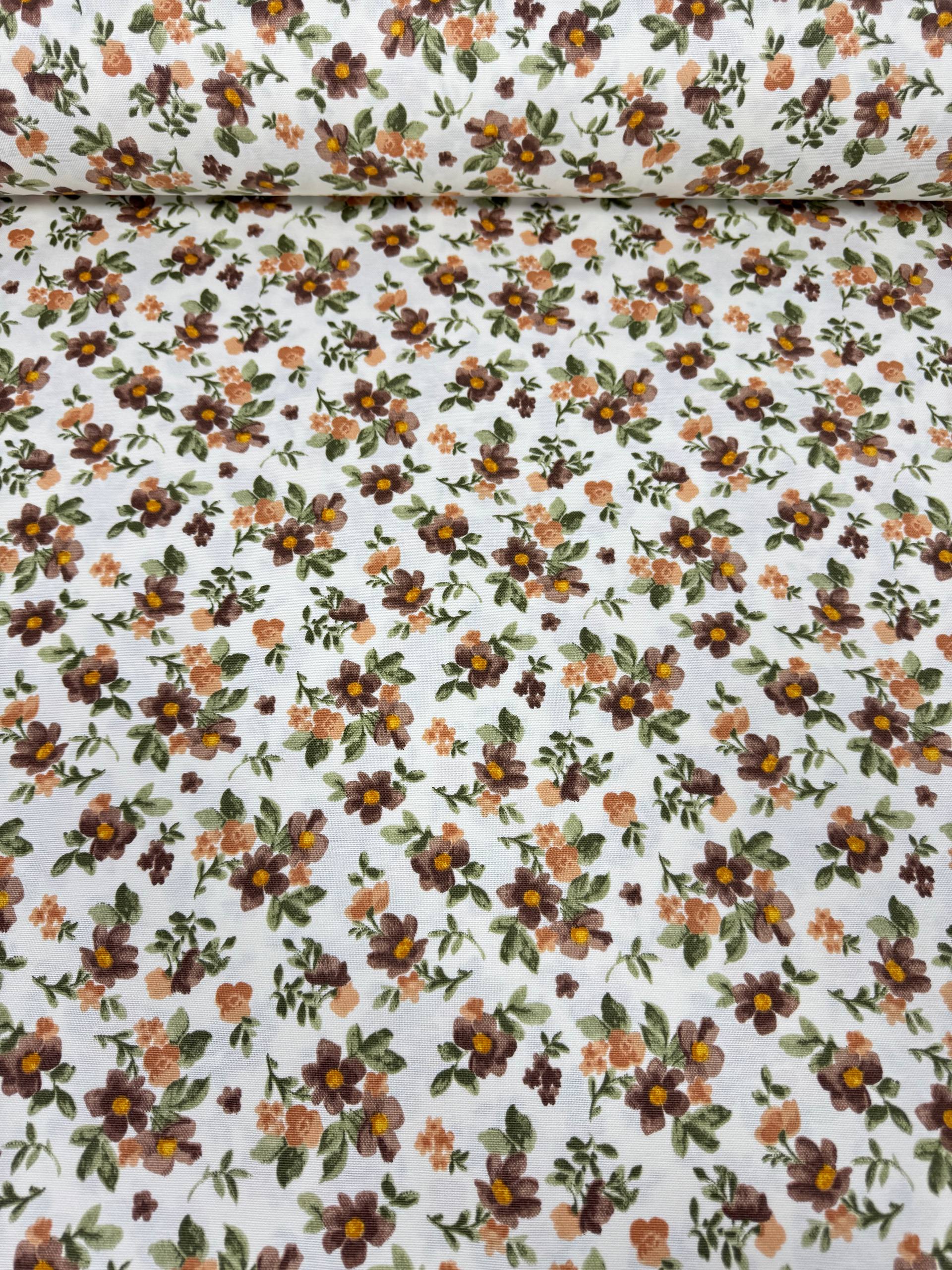 Yellow Small Flower Patterned Duck Fabric - Duck Cloth