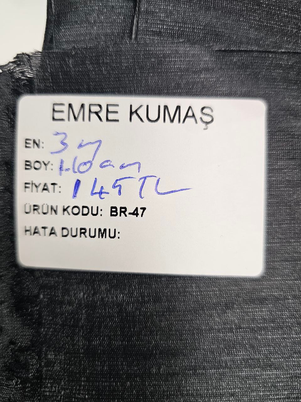 Siyah Renk Osmanlı İpeği Kumaşı