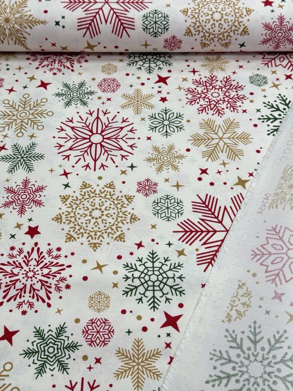 Snowflake Patterned Duck Fabric - Duck Cloth