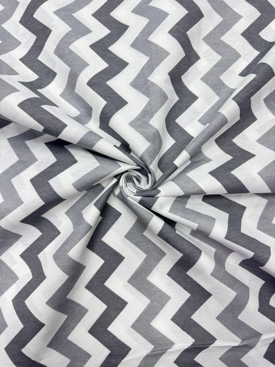 Koyu Gri Zigzag Desenli Nevresimlik  Kumaş