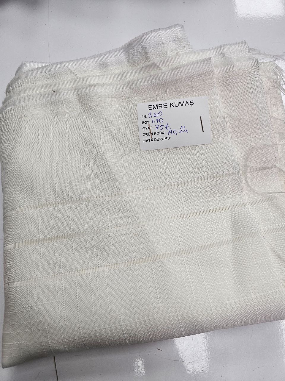 Ekru Ajurlu İsveç Keten Kumaş