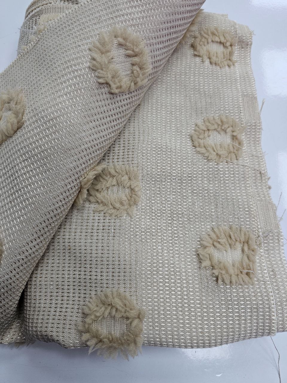 Cappuccino Color Pompom Pique Fabric