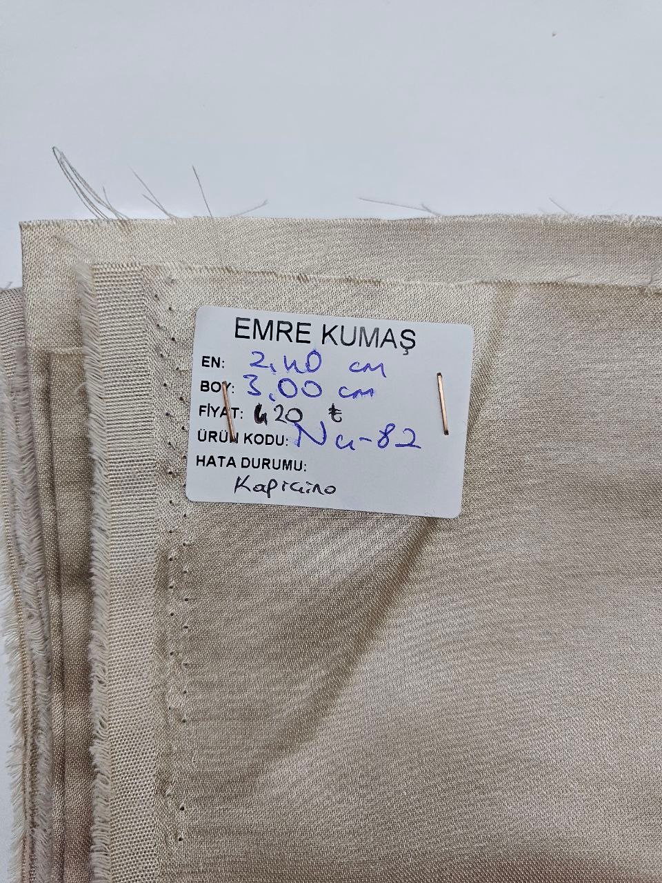 Kapuçino Renk Parlak Pamuk Saten Kumaş