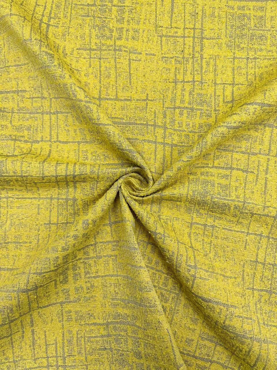 Yellow Gray Striped Linen Upholstery Fabric