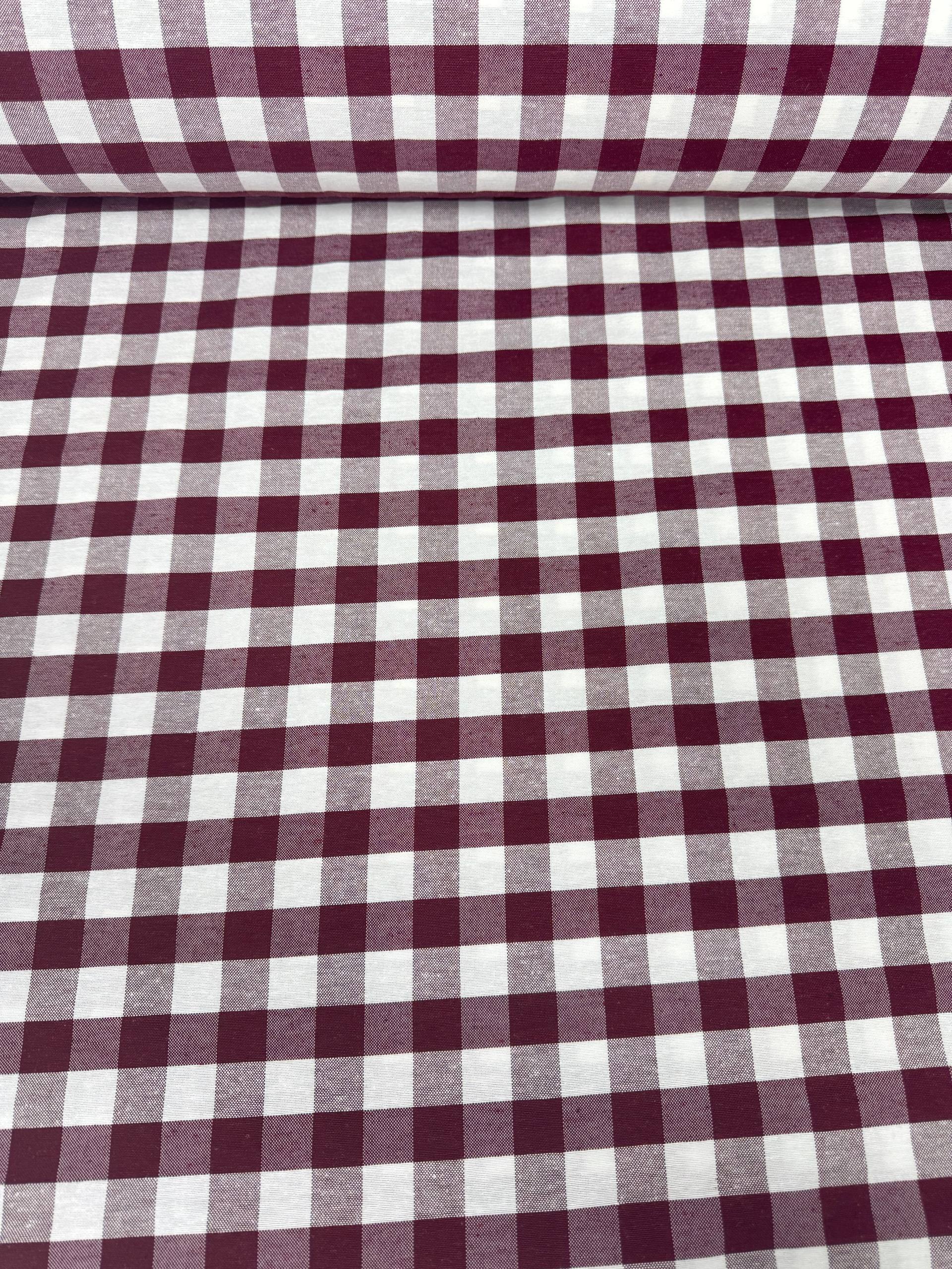 Su İtici Kareli Zefir Kumaş - Bordo