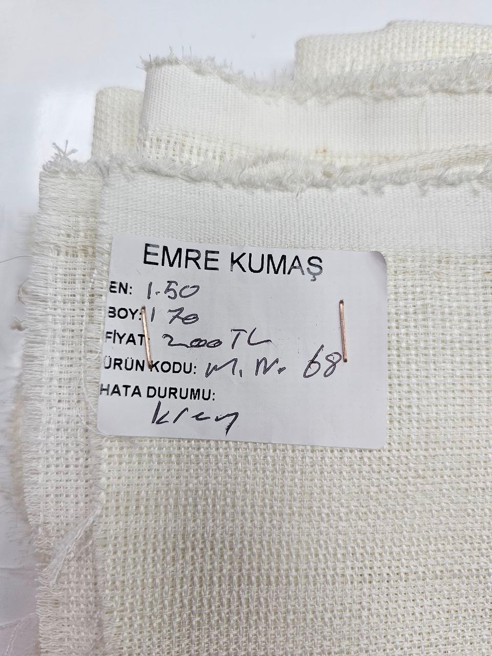 Krem Renk Simsiz Linen Kumaş
