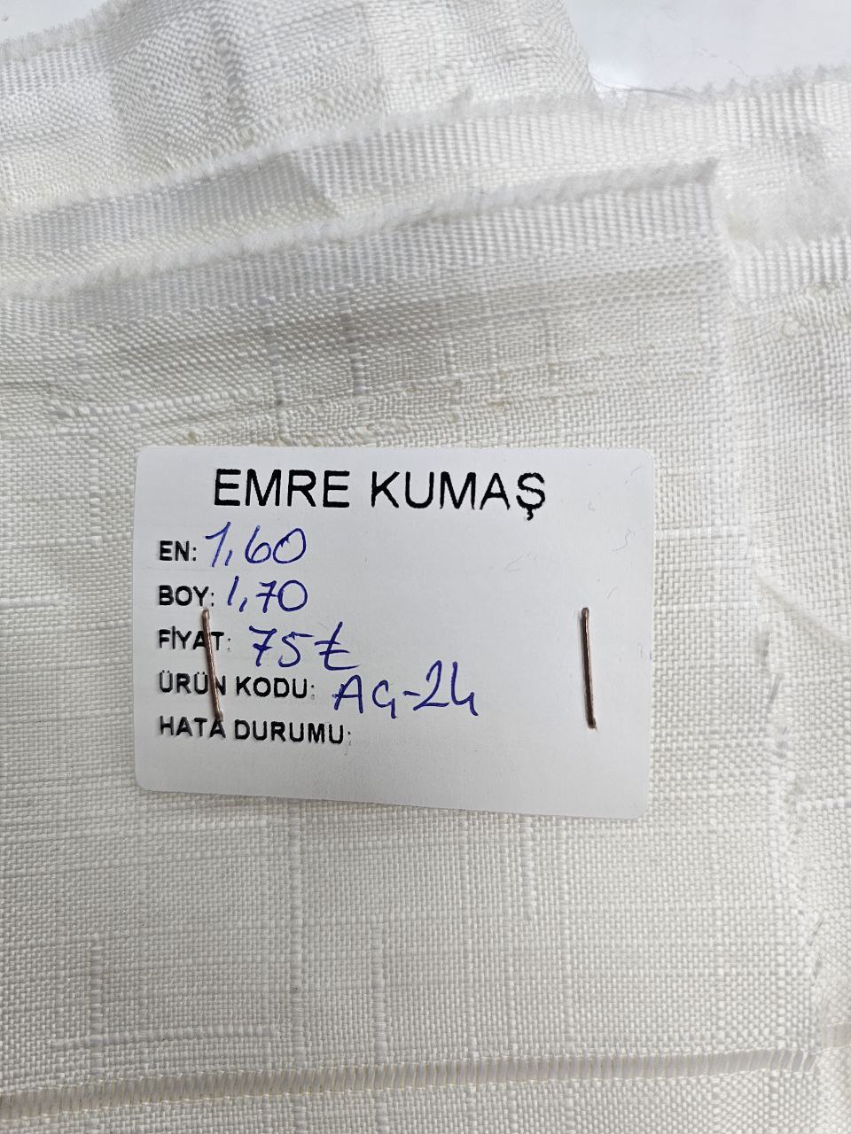 Ekru Ajurlu İsveç Keten Kumaş