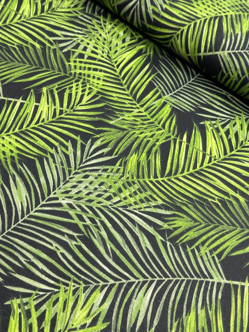 Duck Fabric with Pistachio Green Leaf Pattern - Duck Cloth